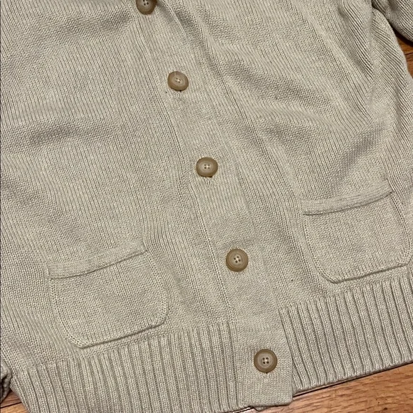 Lands End Cardigan Grandpa Fisherman Sweater Cream Medium 10-12 - Picture 3 of 6